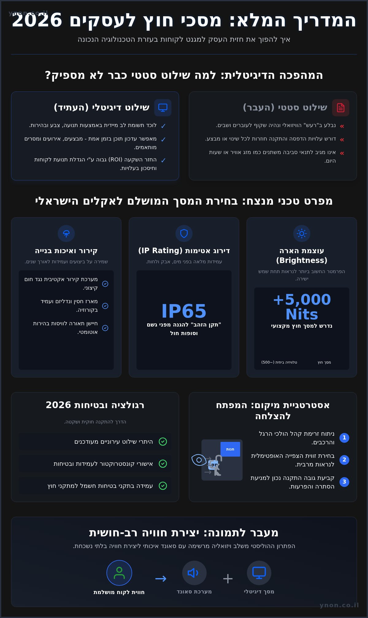 מסכי חוץ לעסקים: המדריך המלא למיתוג דיגיטלי ושיפור חוויית הלקוח (2026)